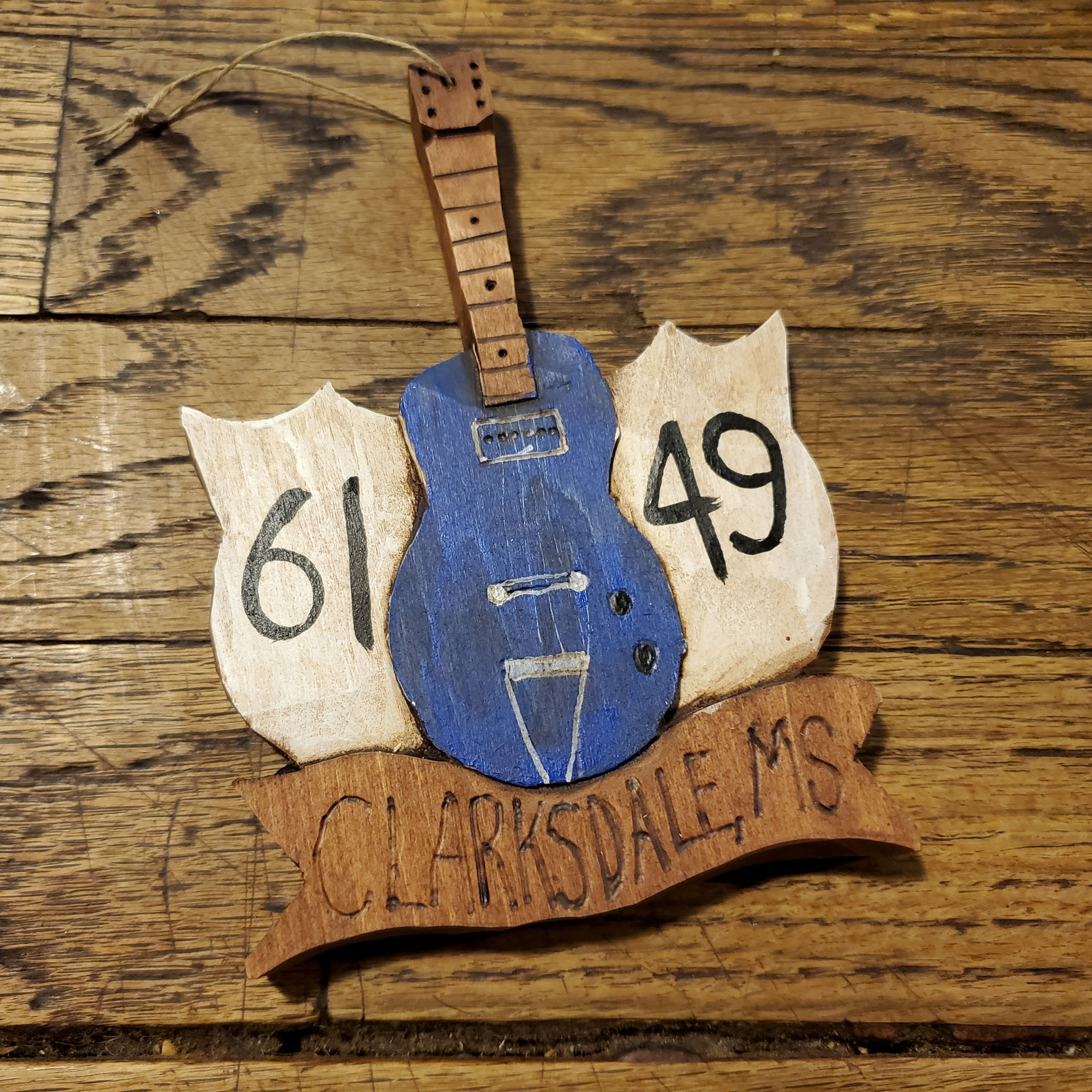 NEW handcarved wooden CLARKSDALE CROSSROADS ornament