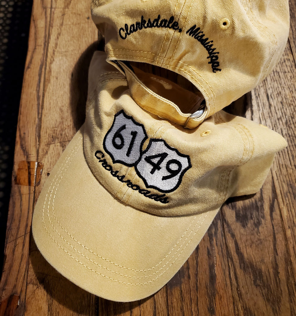 "Hwy 61&49/Clarksdale, Mississippi" mustard/yellow cap / hat