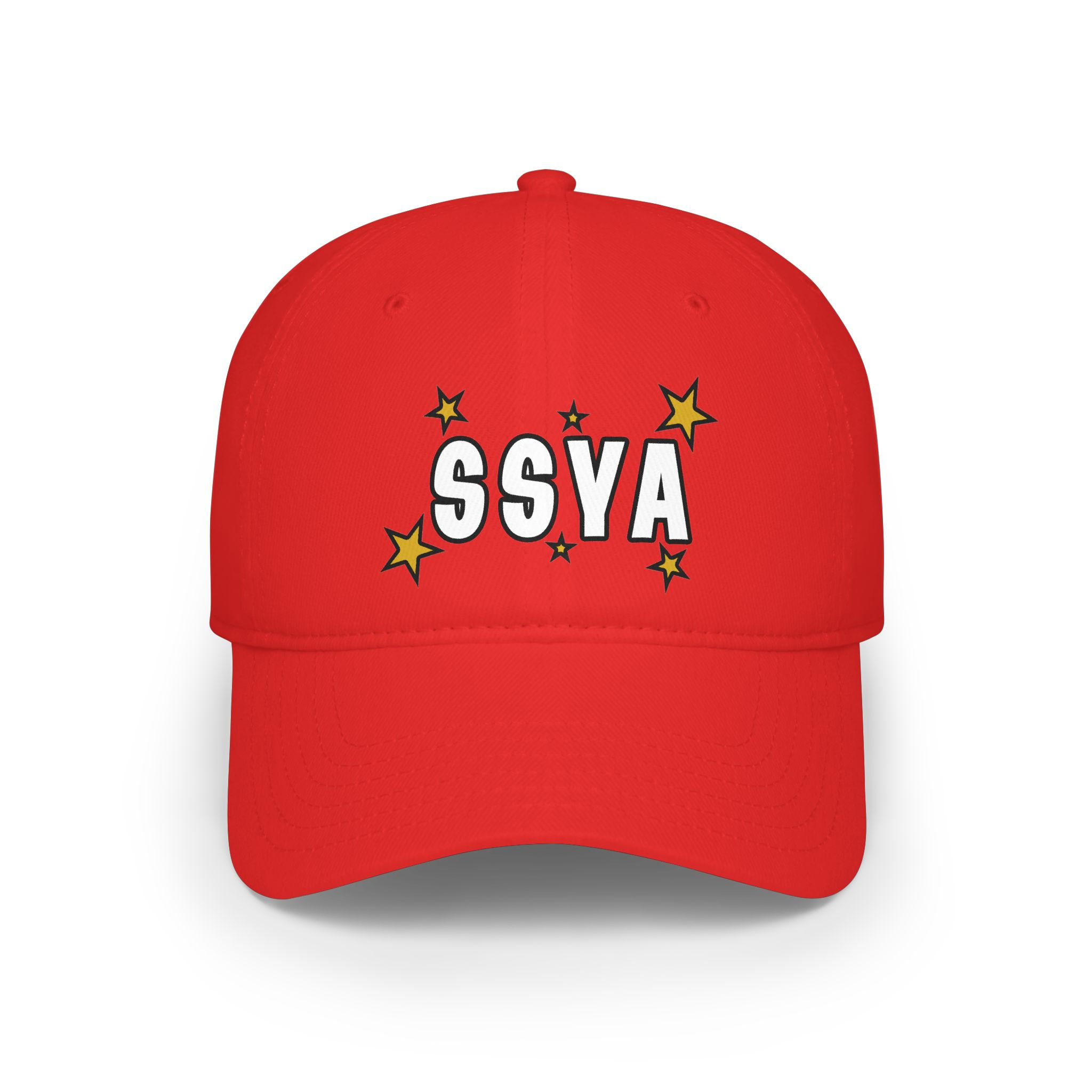 SSYA Star Logo Low Profile Baseball Cap — Red Casual Sports Hat