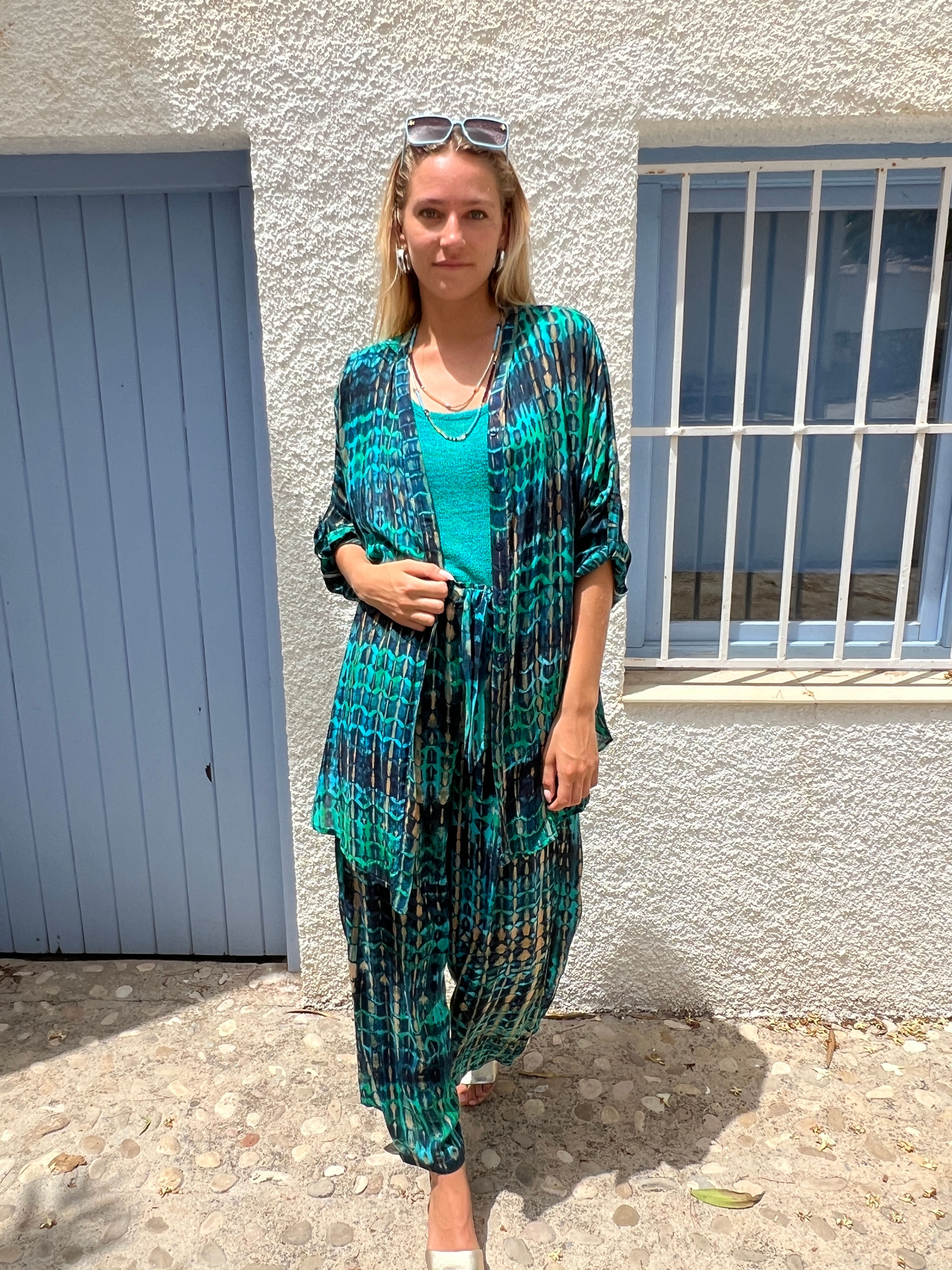 Lucy Blouse in Tie & Dye Turquoise