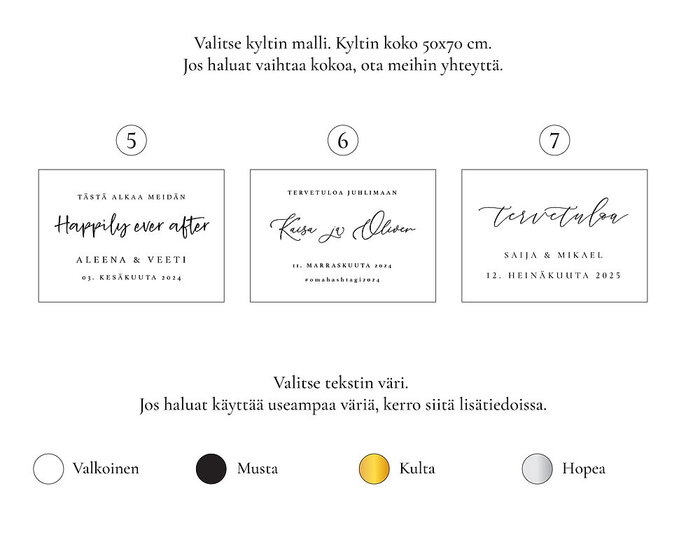 Pikkukuva: Tervetuloa kyltti 50x70 -tekstitarrat