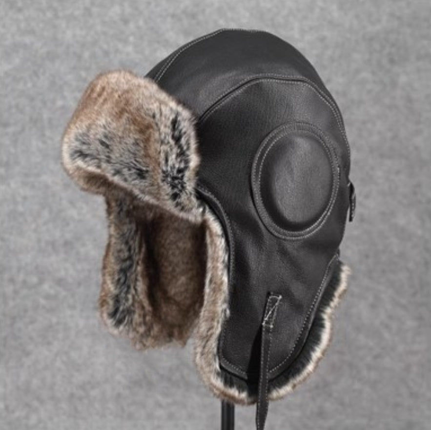 Unisex Vintage - Style Genuine Sheepskin Aviator Cotton Hat