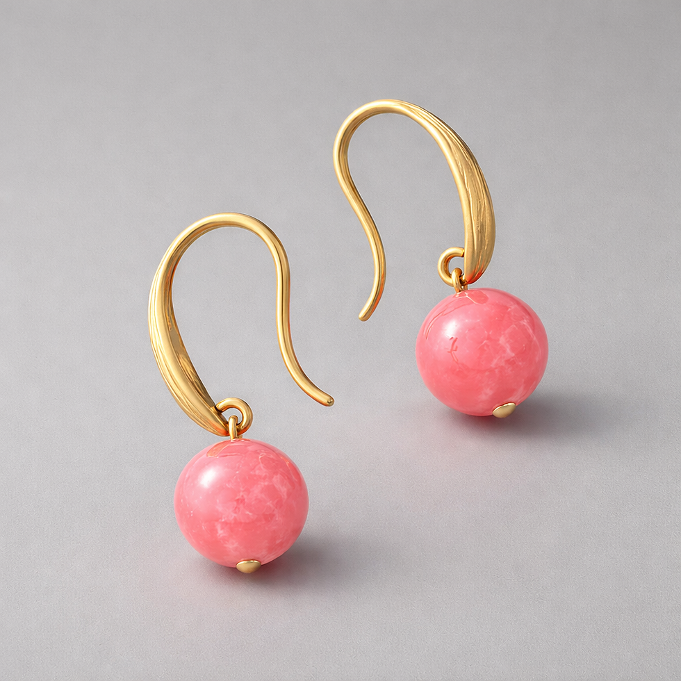 Miniature : Boucles d’oreilles POP thulite rose fond gris