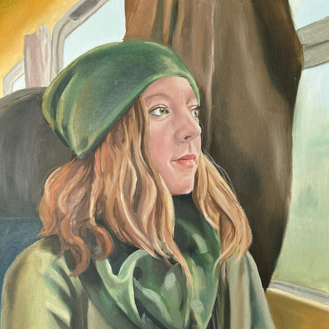 Olejomalba. Lenka Kanalošová. Dívka ve vlaku 1.