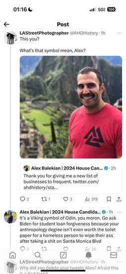 Alex Balekian Loves Norse Myth, wears white supremacist symbol on facebook post.