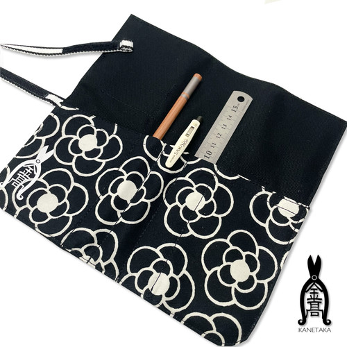 花鋏ケース ポケット付き 花柄(ブラック) KAP-003 | 金高刃物老舗