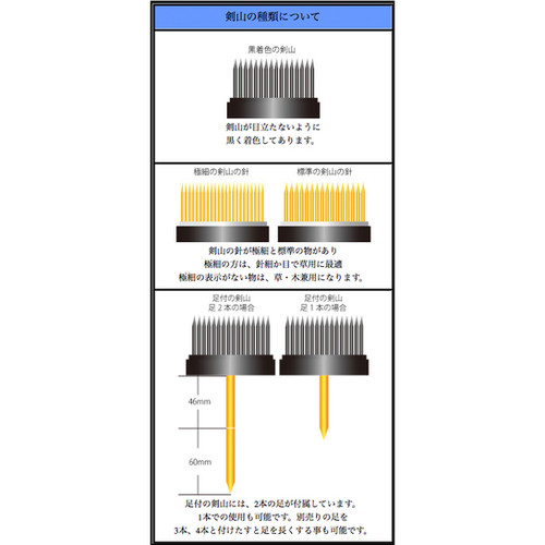 剣山 100mm 90mm 80mセm70m　草用 剣山 足付草用 極細100mm丸 黒 | 金高刃物老舗