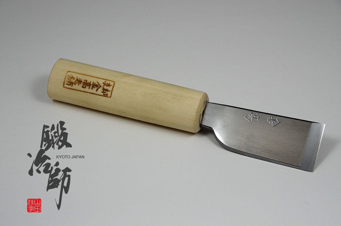 皮裁ち庖丁　一寸　青紙二号鋼・右利き用