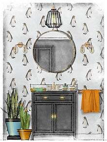 Sketch Up drawing bathroom elevation