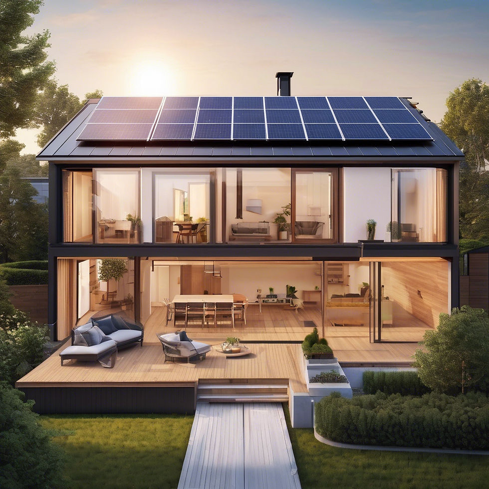 modern house flat terrace with solar panels on the terrace with a top view. A real house n