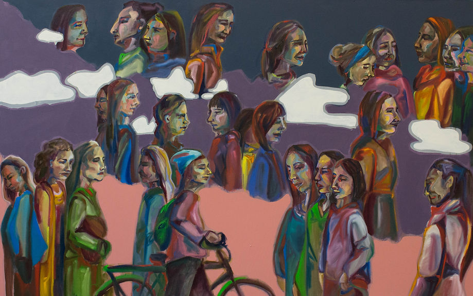 14. Julia Briggs, Women, 2016, Acrylic then Oil on Canvas, 5.5' by 4' feet.jpg