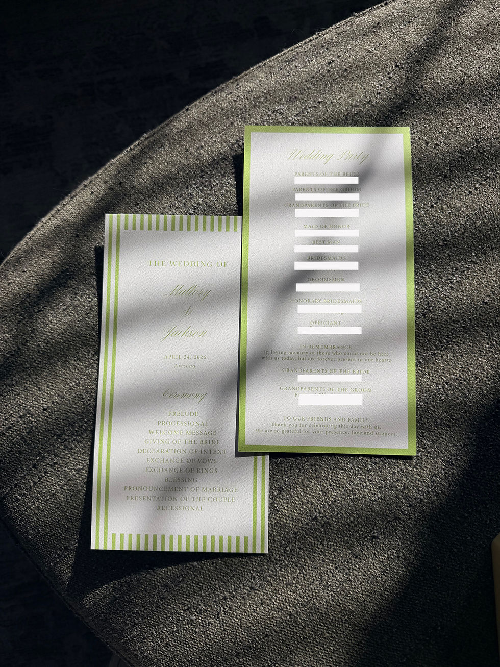 Thumbnail: Striped Wedding Programs