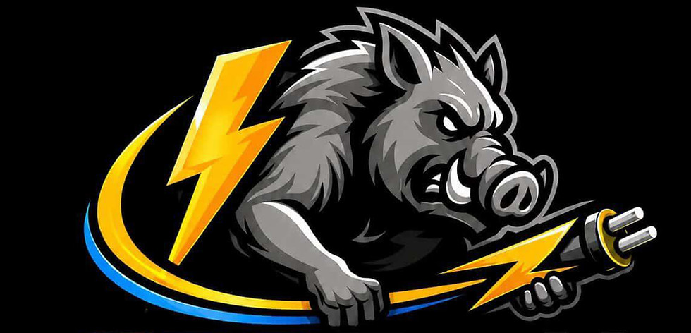 Grotech Electrical logo of a wild Queensland boar with an electrical charge