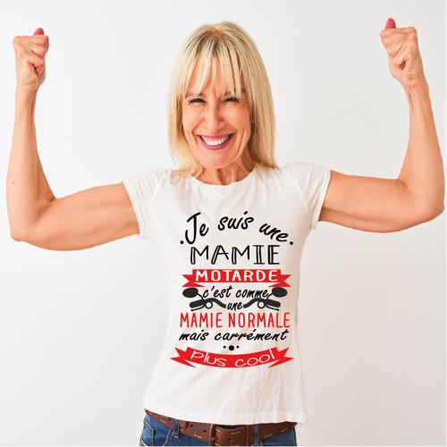 Mamie Motarde Plus Cool Adore Les Motos Et Le Fromage T-Shirt Hommes T