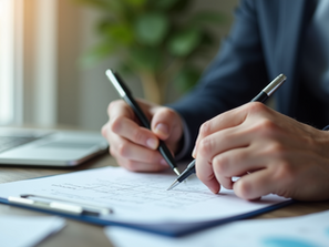 person checking paper work