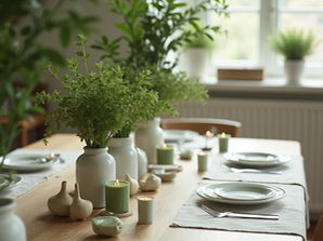 Green is a colour that can completely change the mood of your home. Whether you want to create a fresh and cozy atmosphere or a dark and sexy vibe, green offers endless possibilities. This month’s colour inspiration invites you to explore how green can refresh your space with velvet cushions, scented candles, or a table decor filled with plants. Let’s dive into practical ideas that bring green into your home in ways that suit your style and mood.