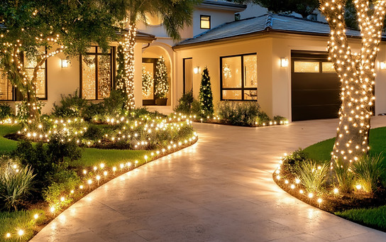 Luxury house with christmas lights