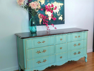 Mint-ish french provincial dresser