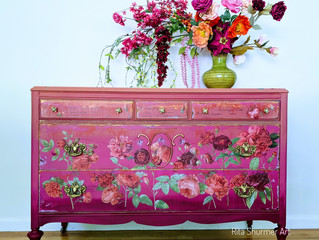Stunning pink flowered dresser