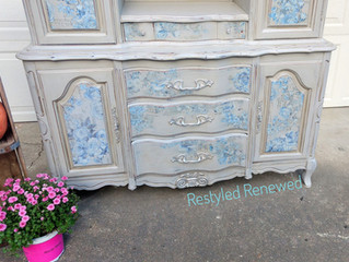 Gray Flowered Hutch