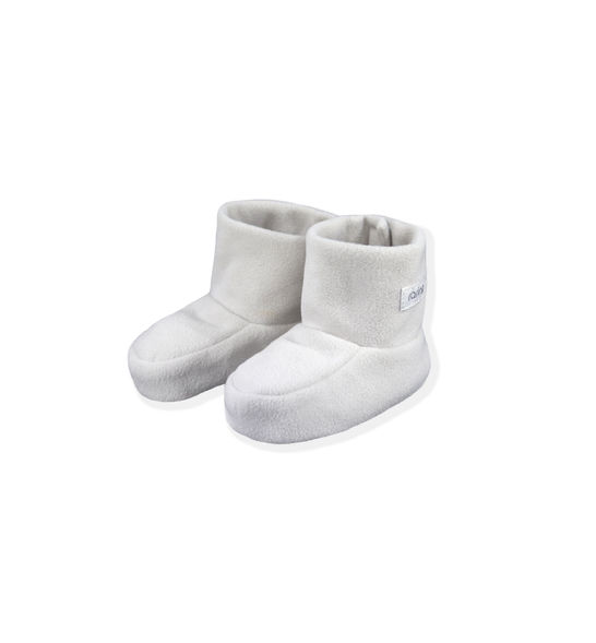 Fleecetossor för baby i en ljus kalkstens-färg.