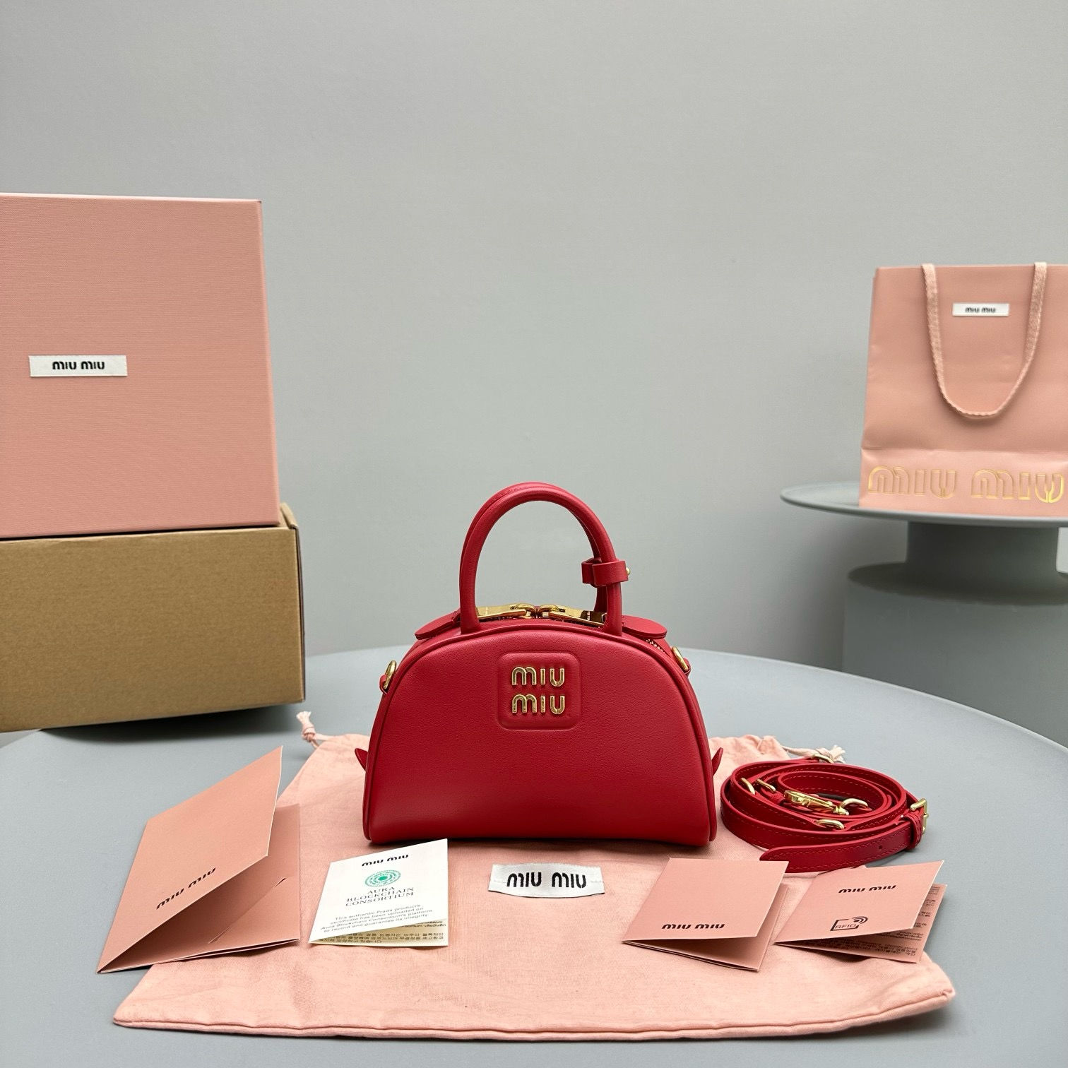 MIU MIU LEATHER TOP HANDLE BAG 