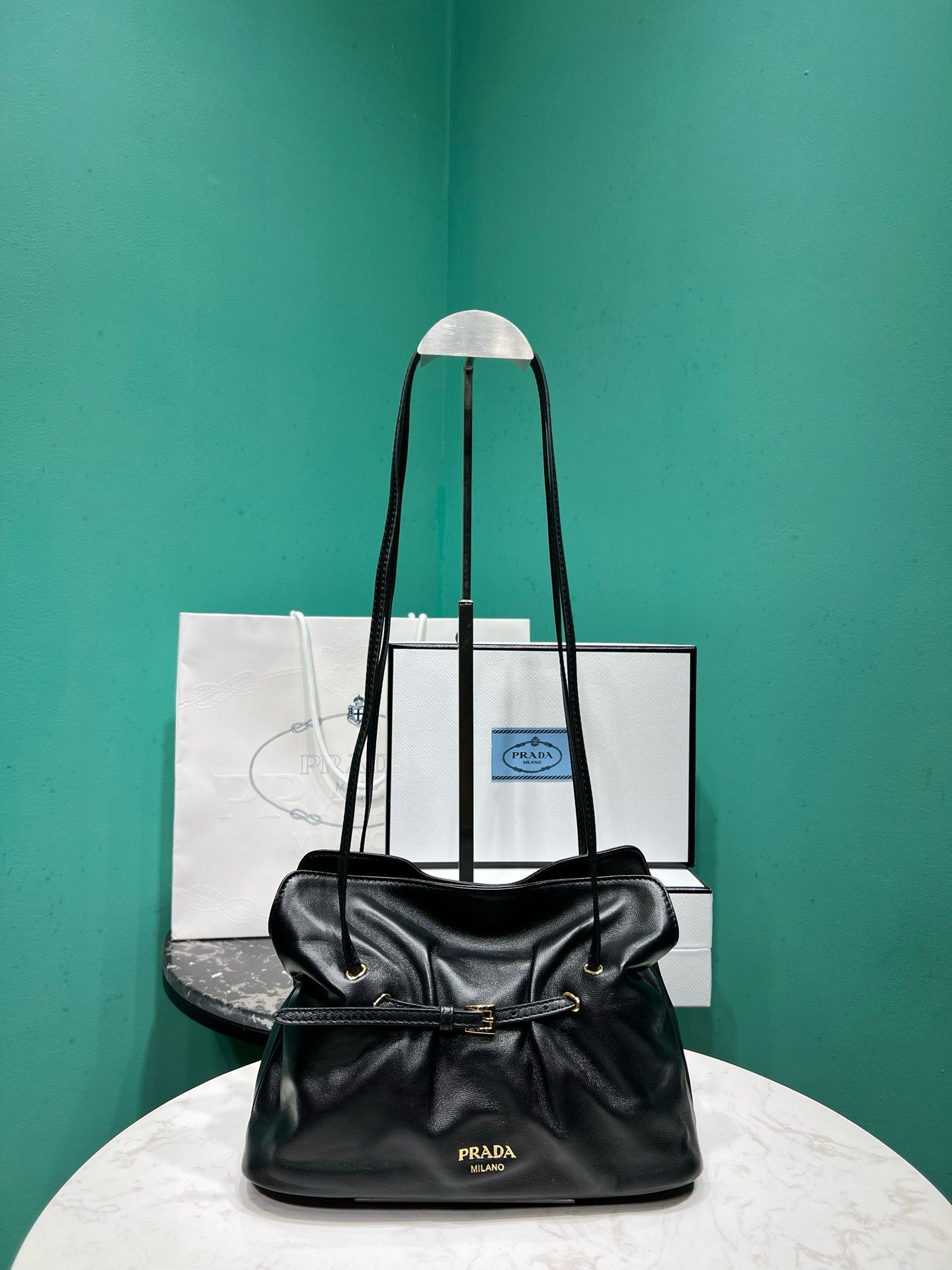 PRADA NAPPA LEATHER SHOULDER BAG 