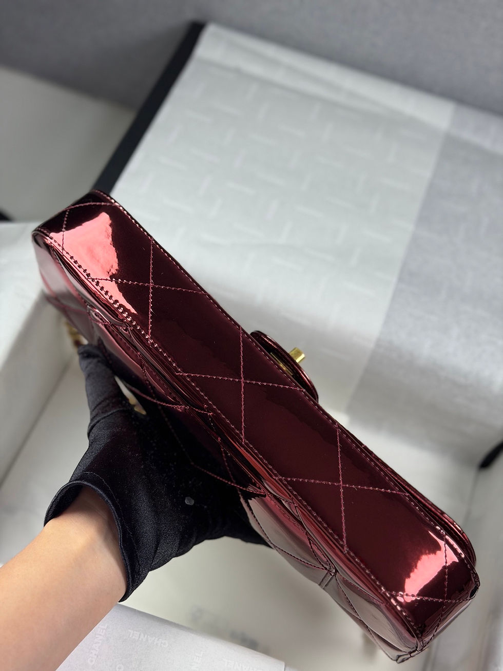 Thumbnail: CHANEL 25K LARGE FLAP WITH TOP HANDLE METTALIC MIRROR CALFSKIN ULTIMATE BAG