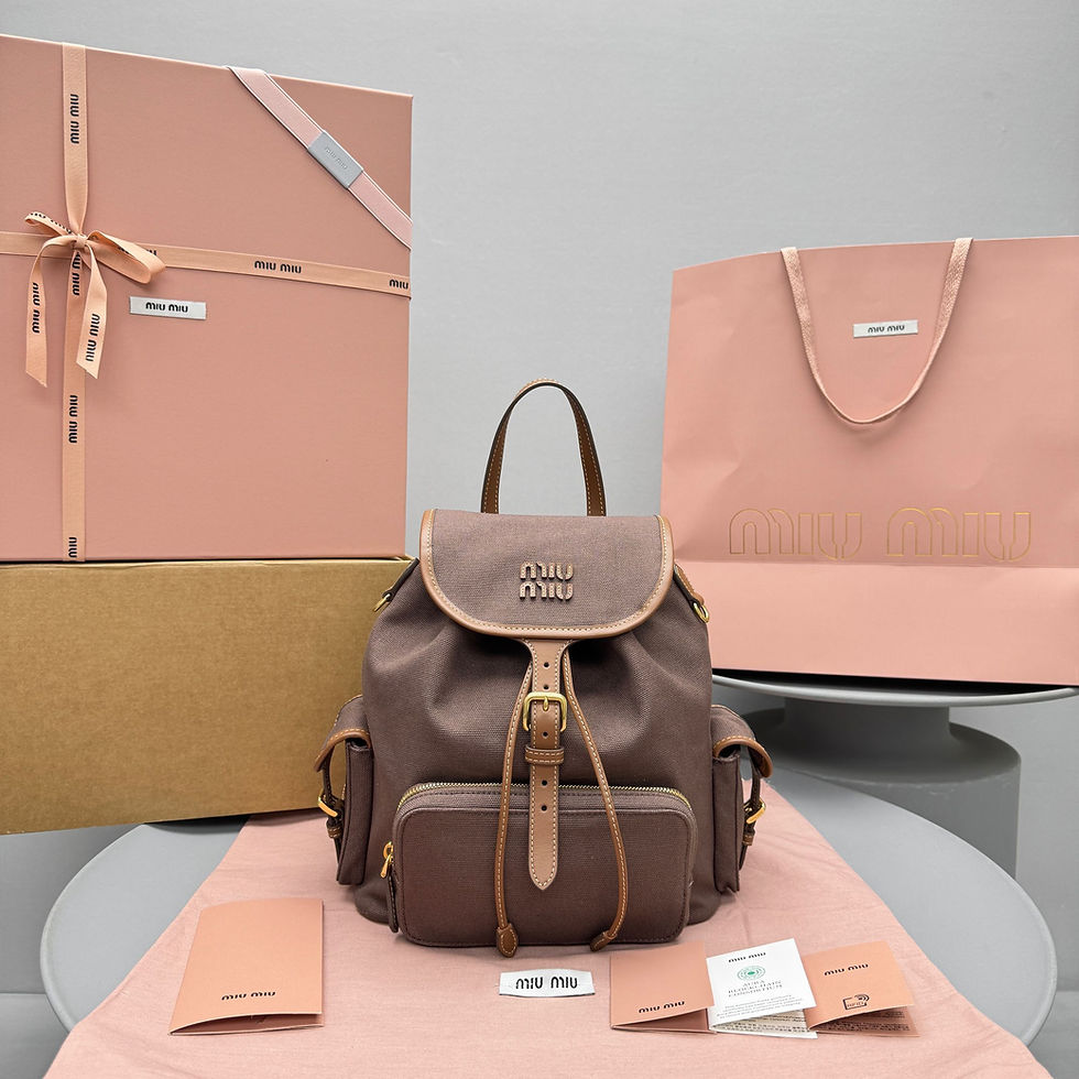 MIU MIU LEATHER CANVAS MEDIUM BACKPACK