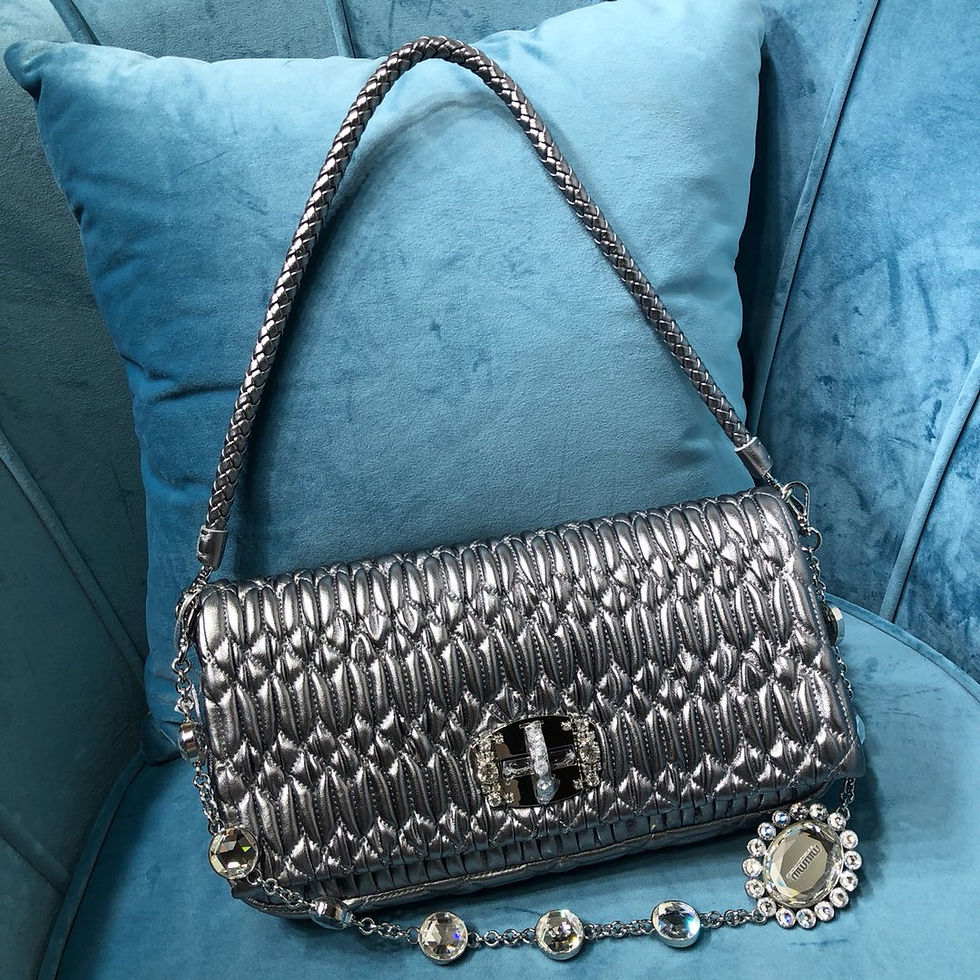 MIU MIU CRYSTAL CLOQUE NAPPA LEATHER BAG