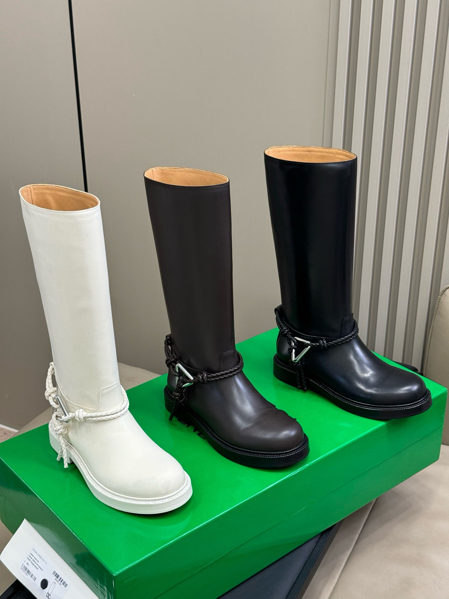 BOTTEGA VENETA JAMES LEATHER KNEE HIGH BOOTS