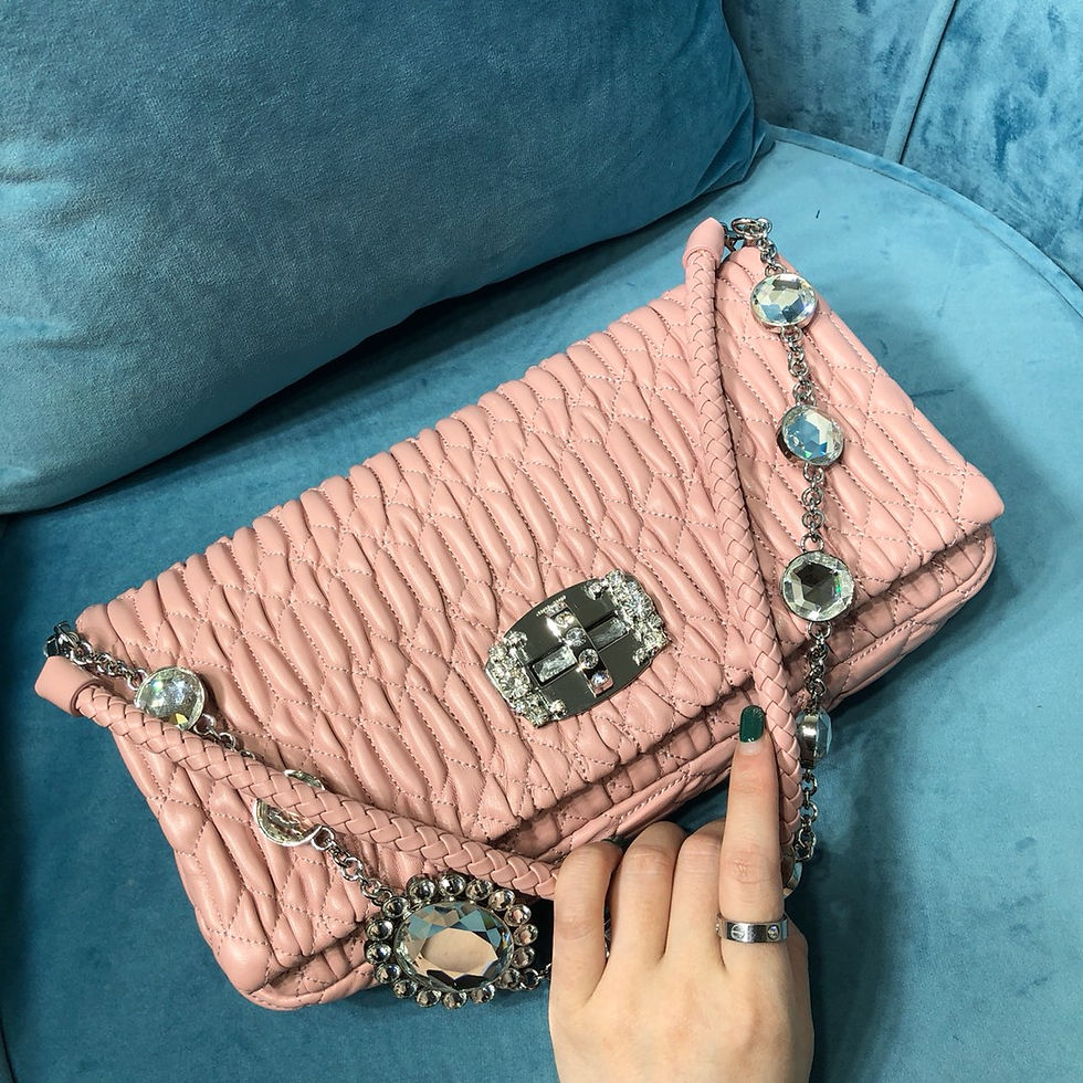 Thumbnail: MIU MIU CRYSTAL CLOQUE NAPPA LEATHER BAG 