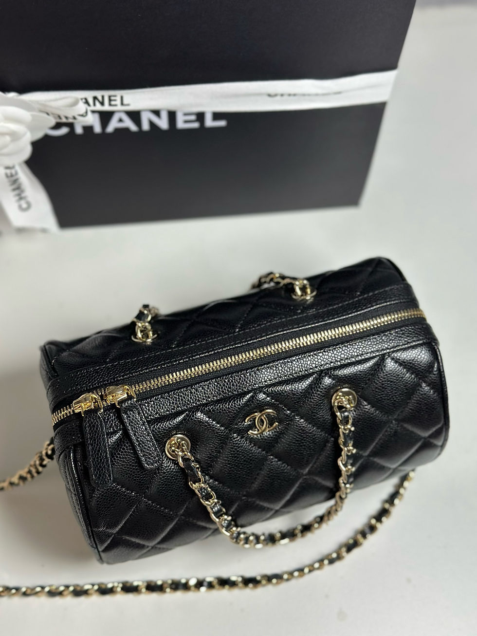 Thumbnail: CHANEL 25P BOWLING TIMELESS CLASSIC LINE CAVIAR LEATHER ULTIMATE BAG