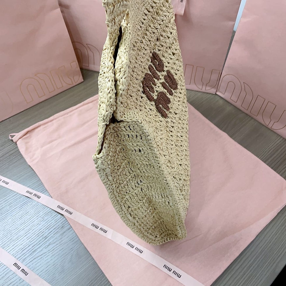 Thumbnail: MIU MIU MEDIUM CROCHET RAFFIA  TOTE BAG