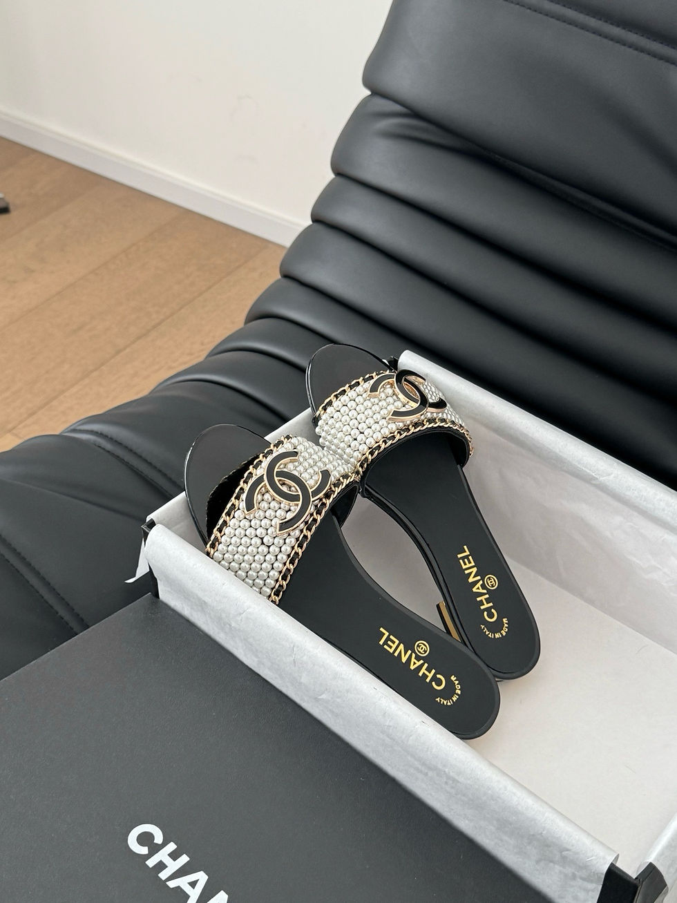 Thumbnail: CHANEL 25C CLASSIC MULES FLAT SANDALS