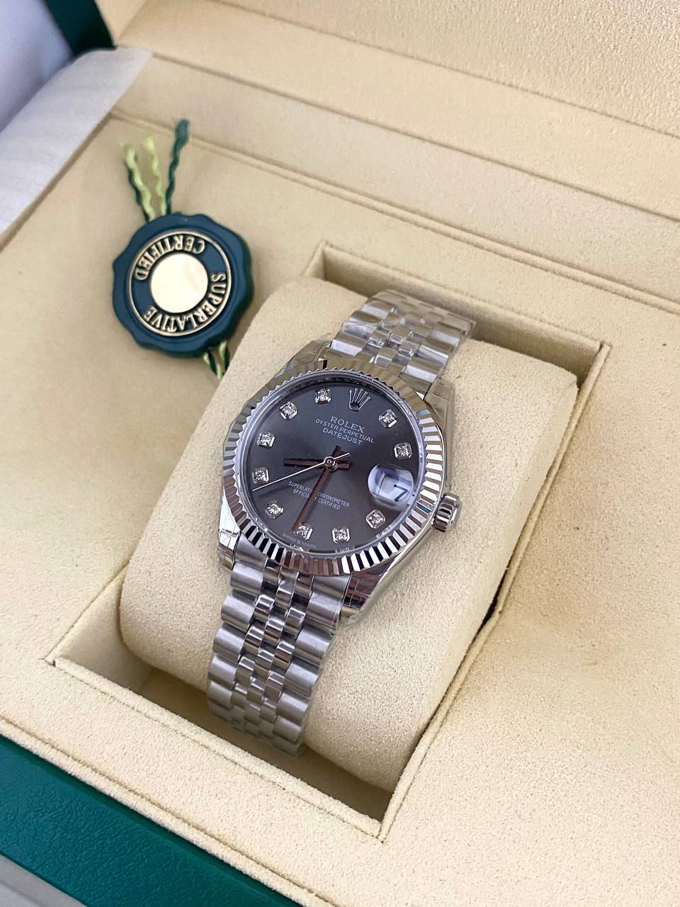 ROLEX LADY DATEJUST ALL SILVER GREY DIAMOND DIAL