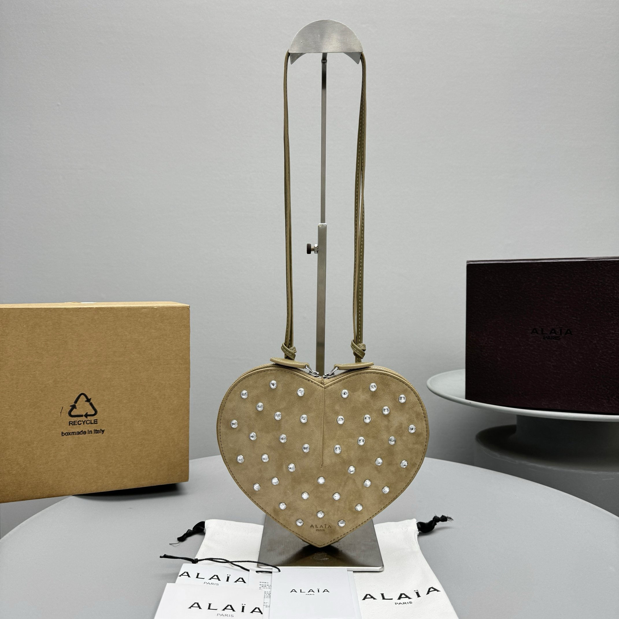 ALAIA COEUR FROSTED DIAMOND APRICOT BAG