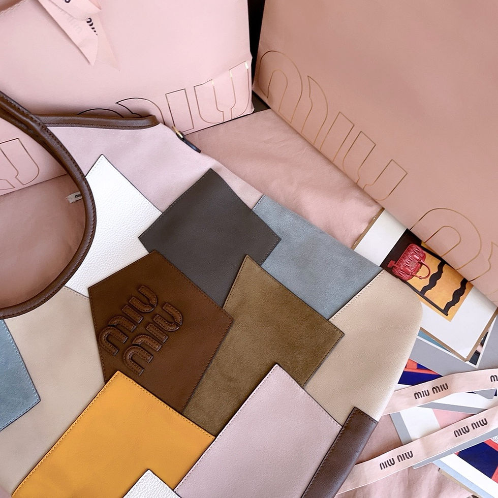 Thumbnail: MIU MIU IVY PATCHWORK LEATHER TOTE BAG