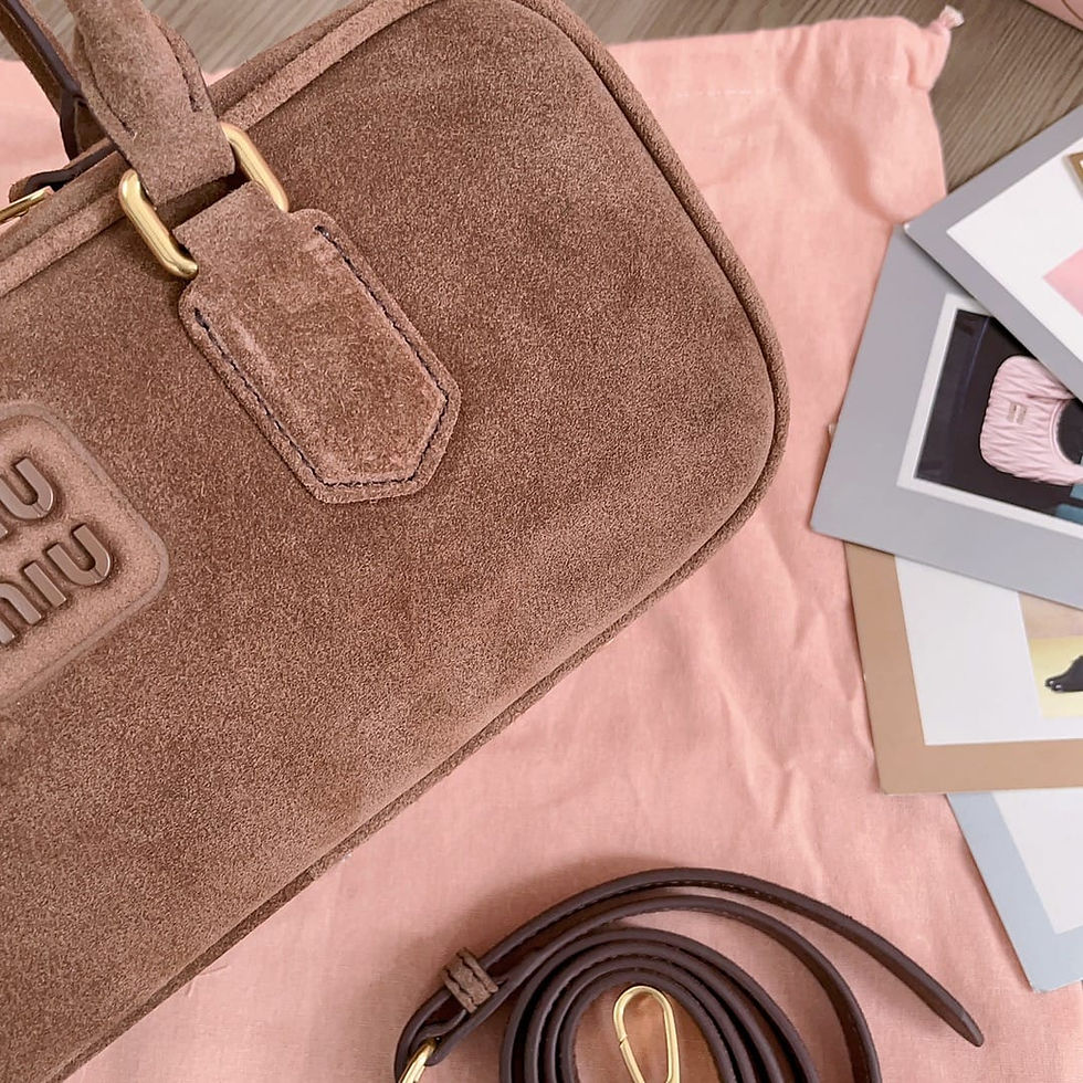 Thumbnail: MIU MIU COCOA BROWN ARCADIE PADDED SUEDE TO HANDLE BAG 