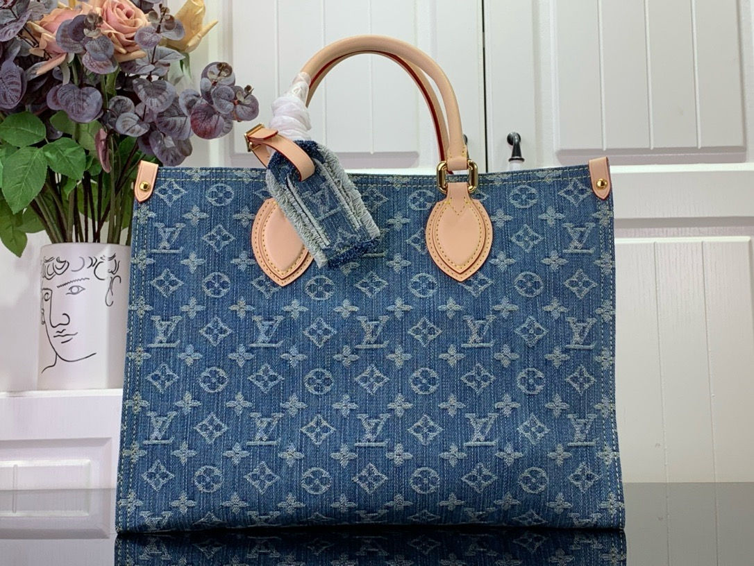 LV ONTHEGO MONOGRAM DENIM BAG