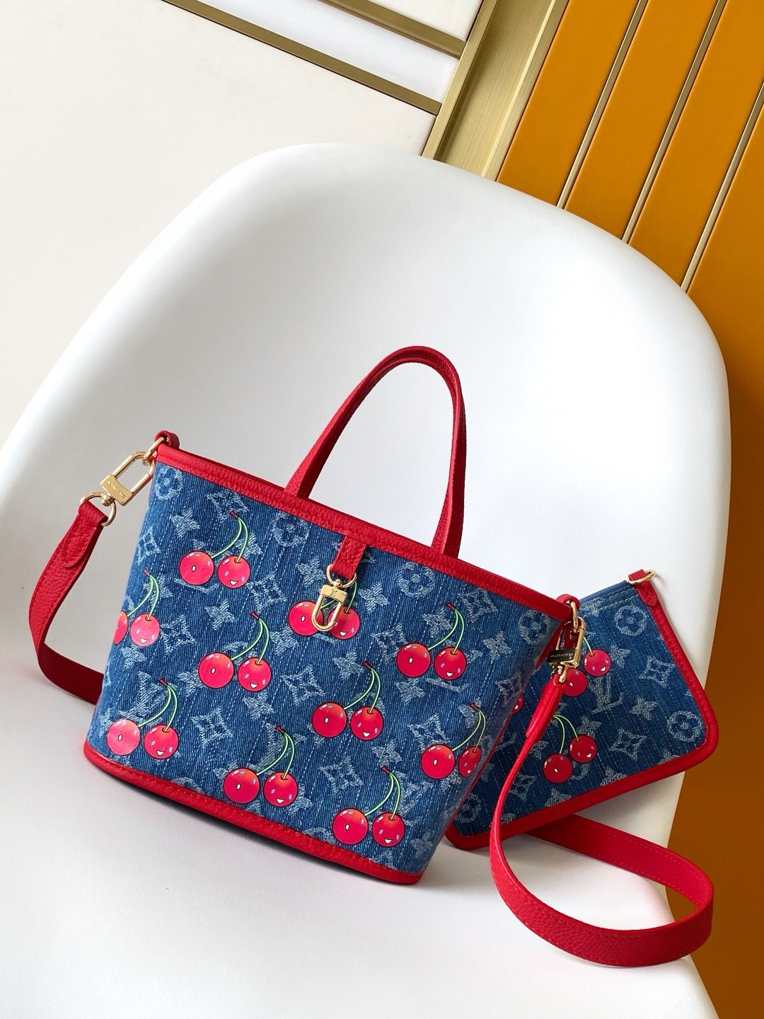 LV X TM NEVERFULL INSIDE OUT BB MONOGRAM DENIM BAG