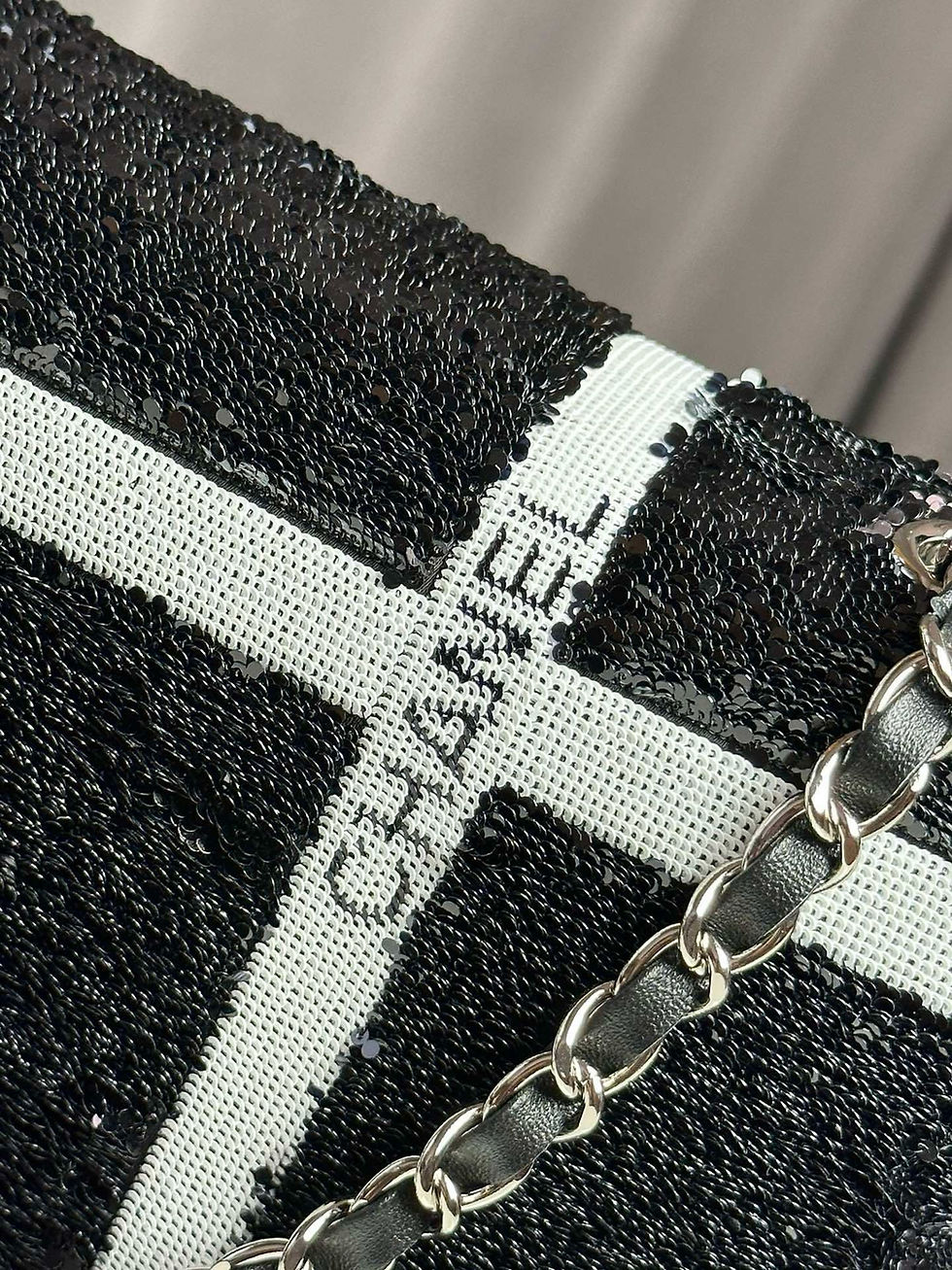 Thumbnail: CHANEL 24 BLACK GRID SEQUIN BAG  