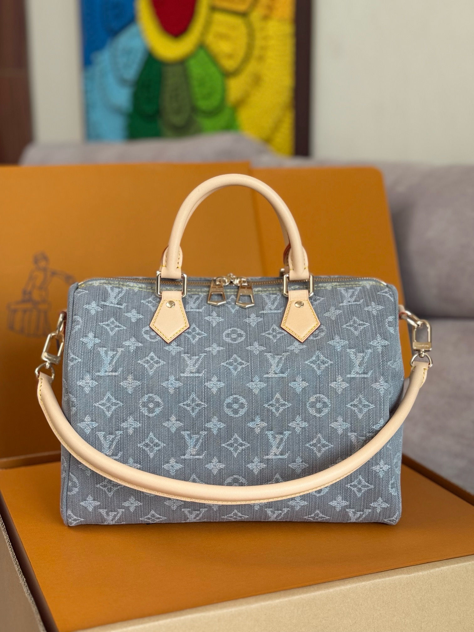LV SPEEDY SOFT 30 MONOGRAM DENIM BAG