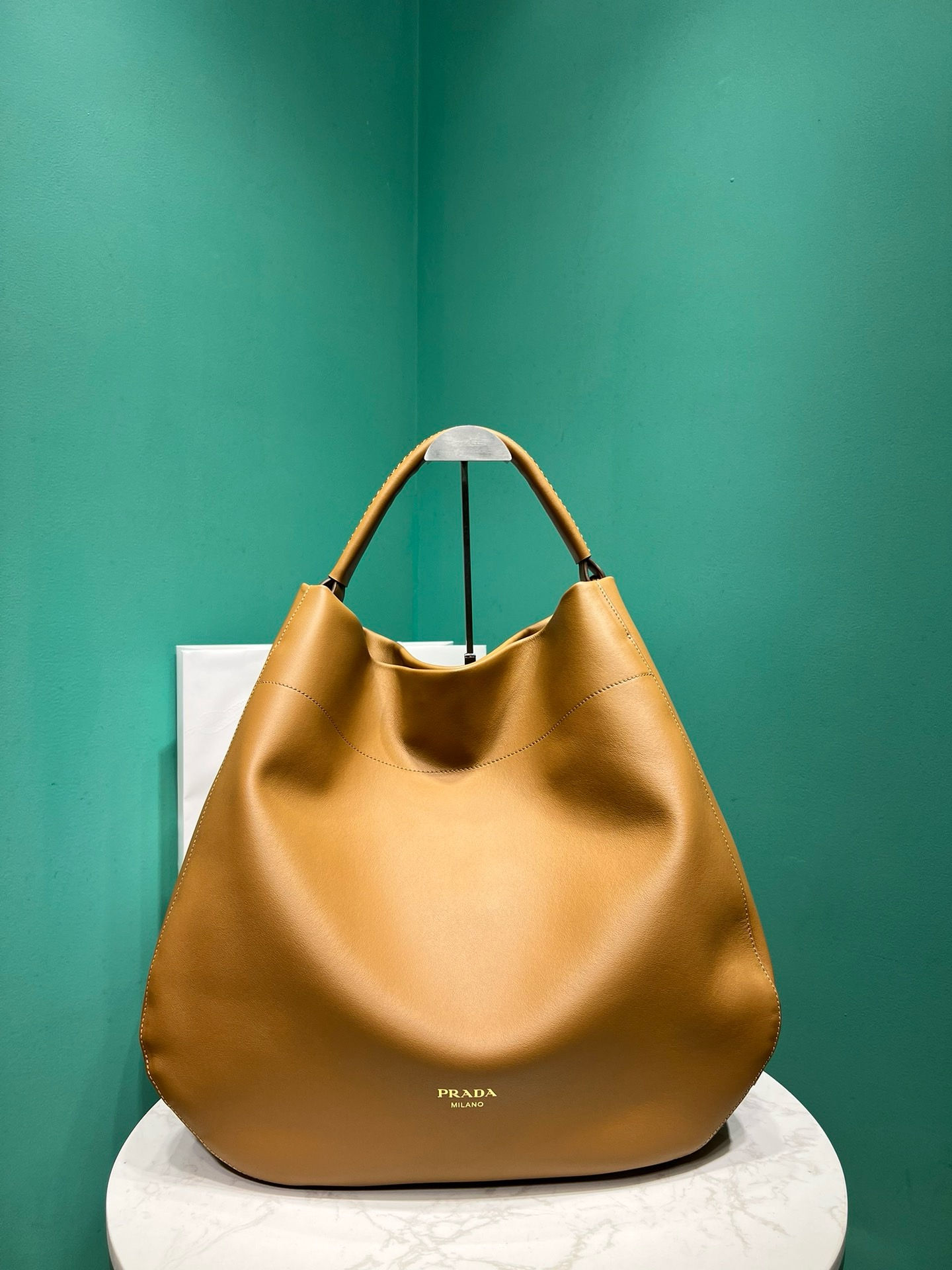 PRADA LARGE LEATHER SHOULDER BAG