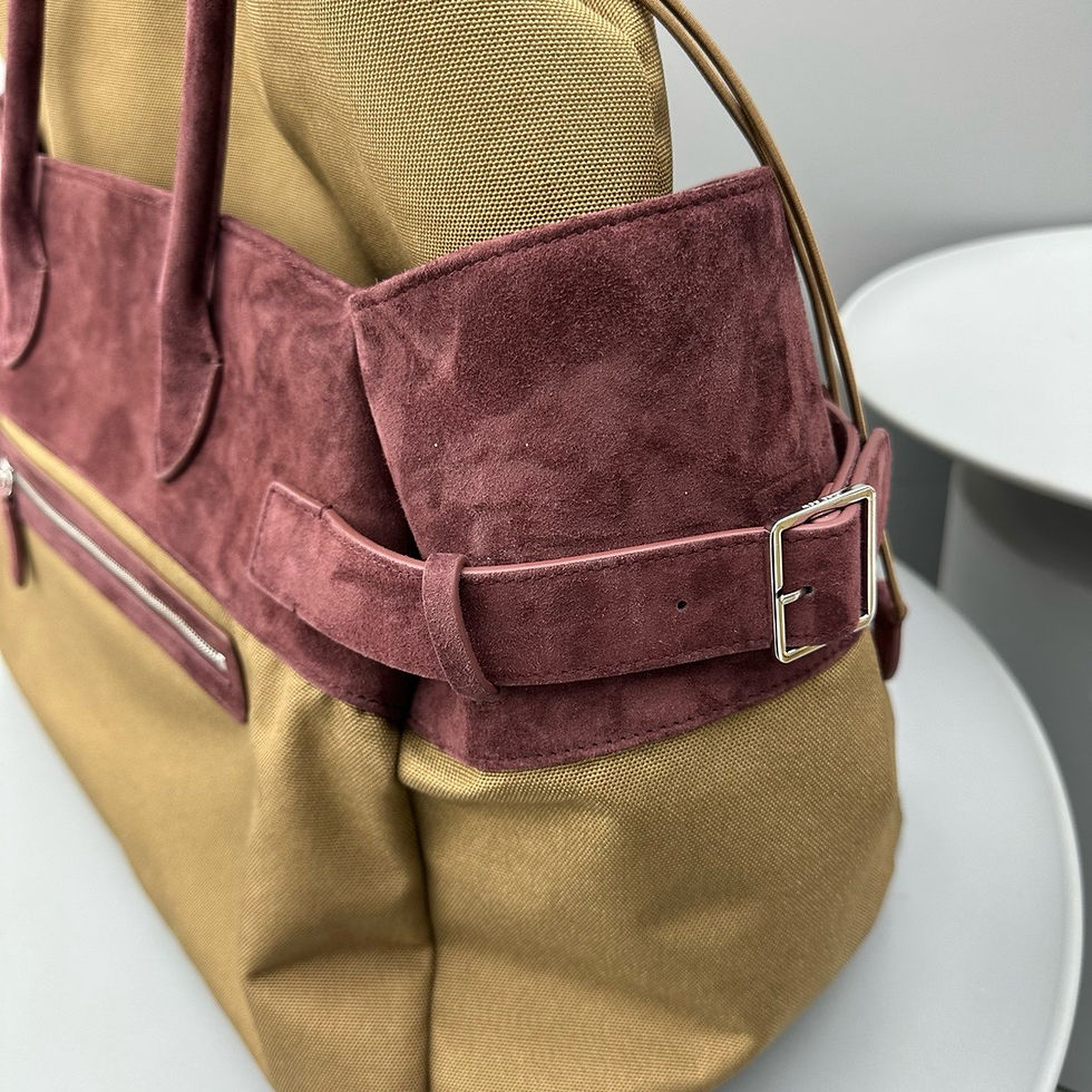 Thumbnail: THE ROW MARGAUX 17 BUCKLED SUEDE TOTEBAG 