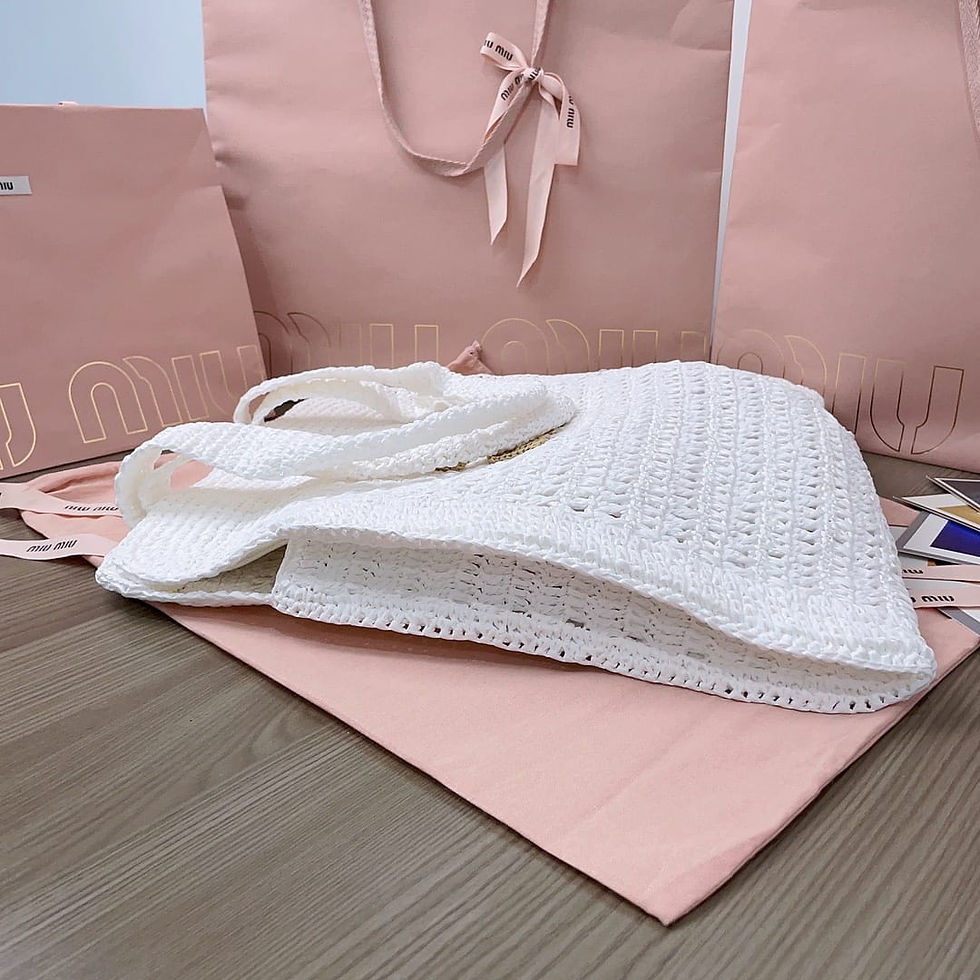 Thumbnail: MIU MIU MEDIUM CROCHET RAFFIA  TOTE BAG