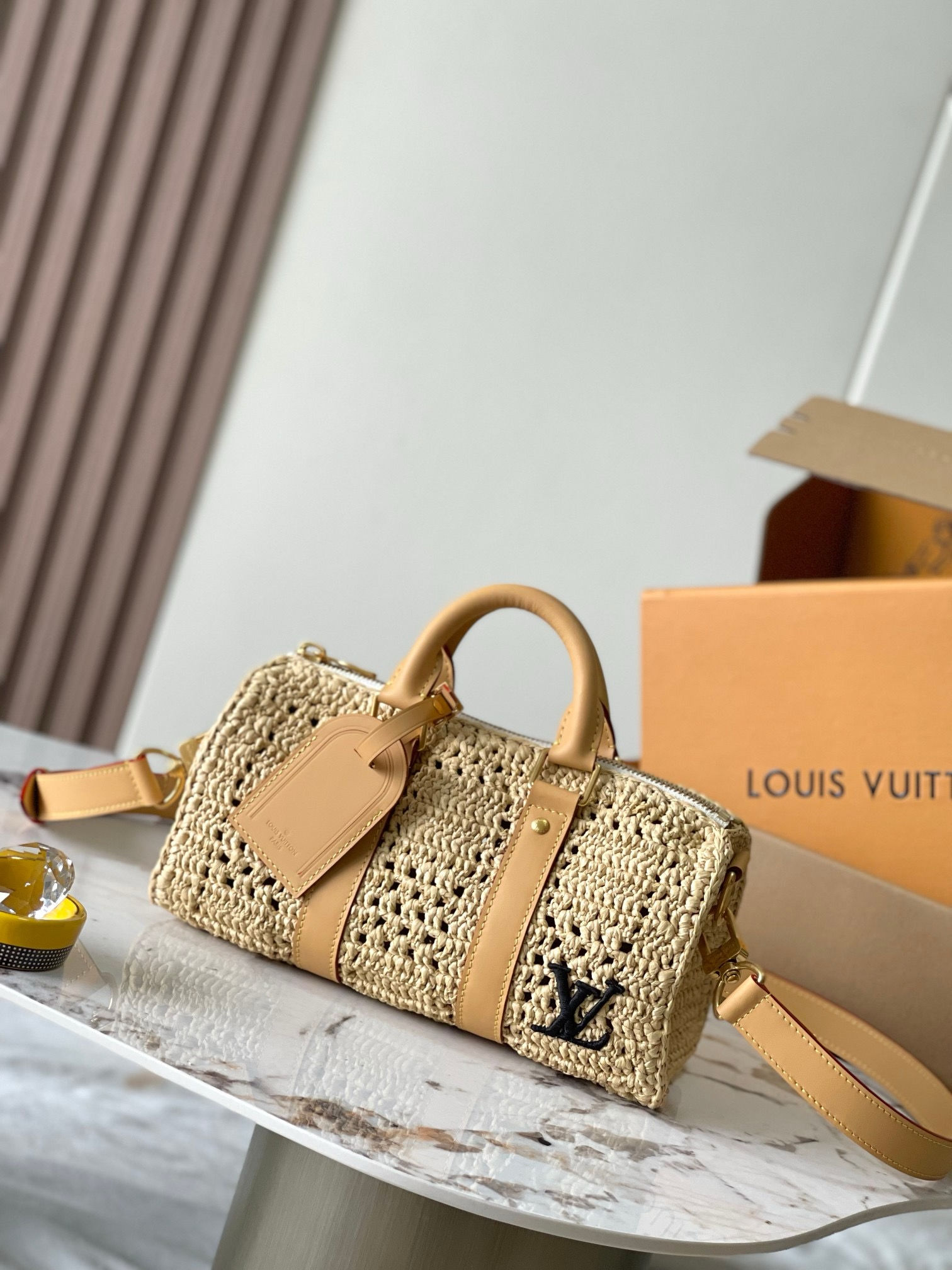 LV KEEPALL 25 RAFFIA  BAG 