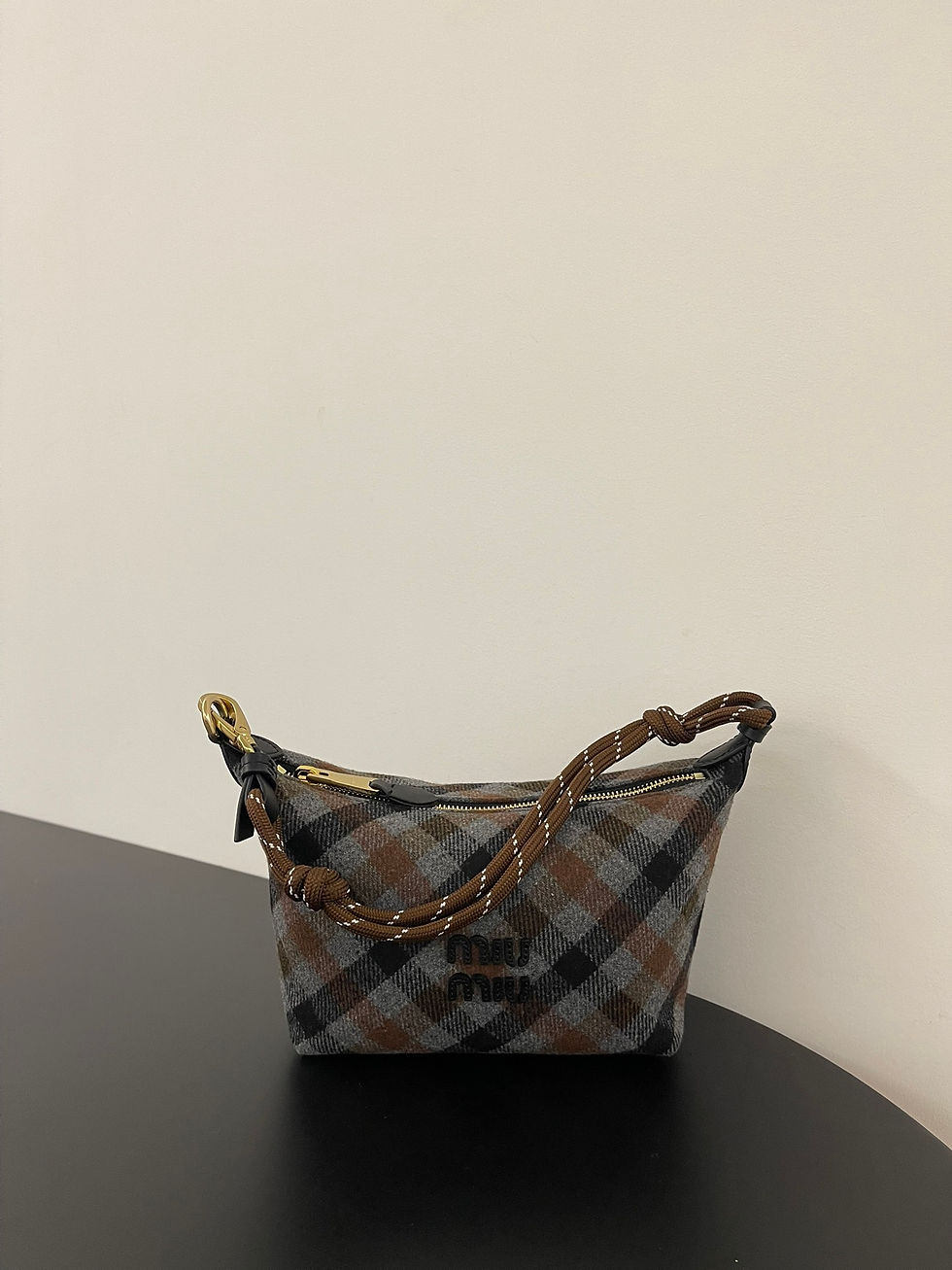 MIU MIU PLAID WOOL POUCH