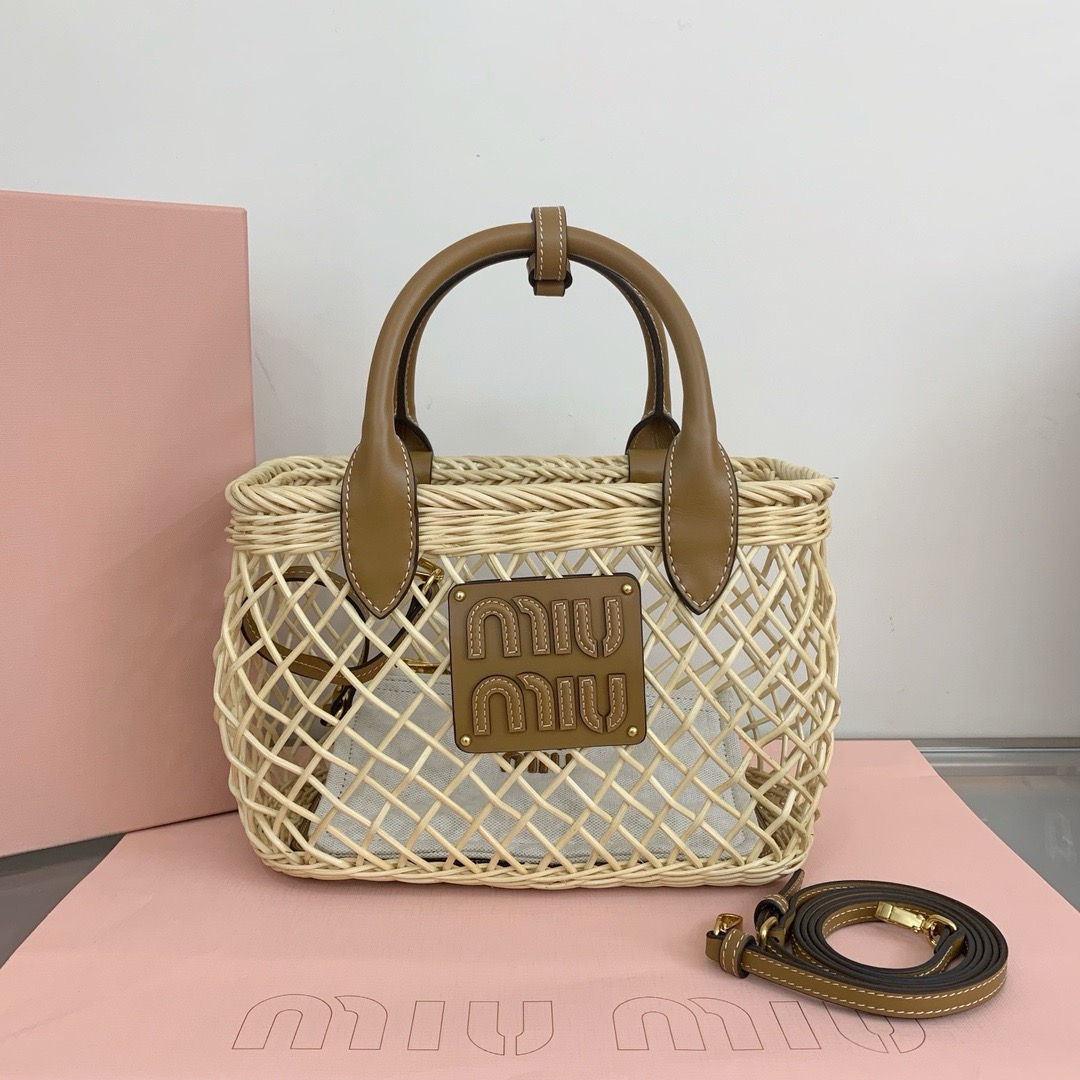 MIU MIU WOVEN FABRIC HANDBAG