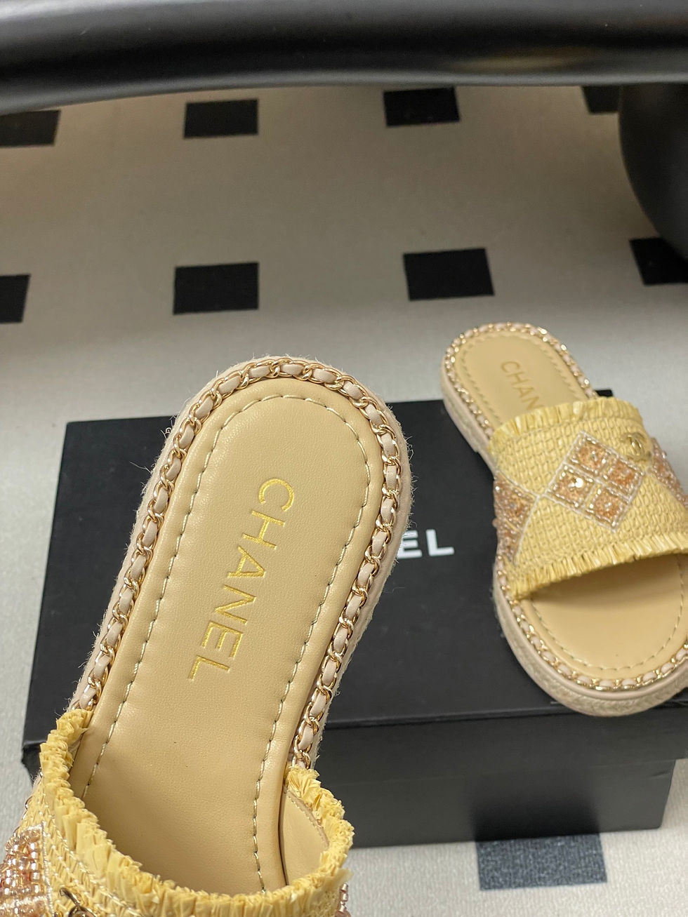 Thumbnail: CHANEL TWEED SLIDE FEATURING